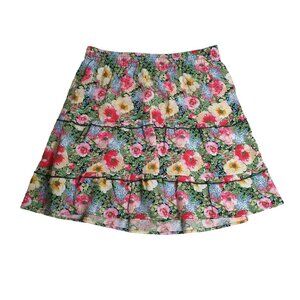 Vero Moda Floral A Line Skirt S Multicolor Flowers Viscos Stretch 26 In Elastic
